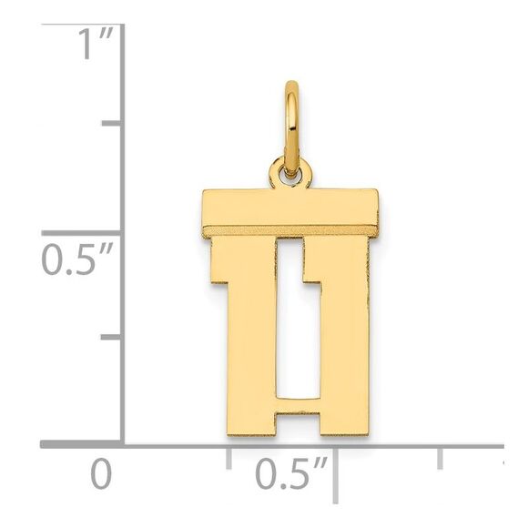 14k Yellow Gold, Athletic Collection, Small Polished Number 11 Pendant - Picture 4 of 5